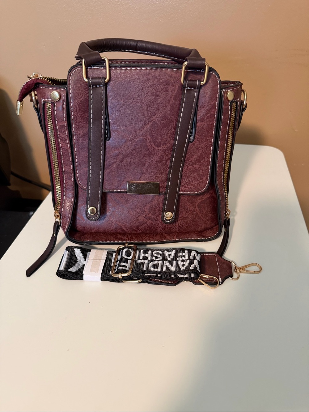 Women’s Small Burgundy Crossbody Satchel Bag